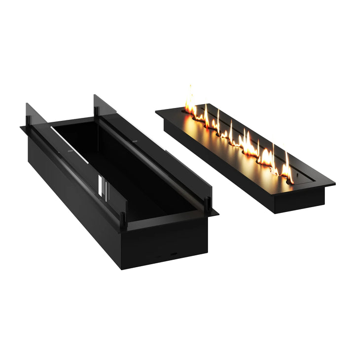 Bioethanol Einbau Brenner Ethanol Einbau Einsatz Kassette SOLO 100cm mit Glas von Wild Flame