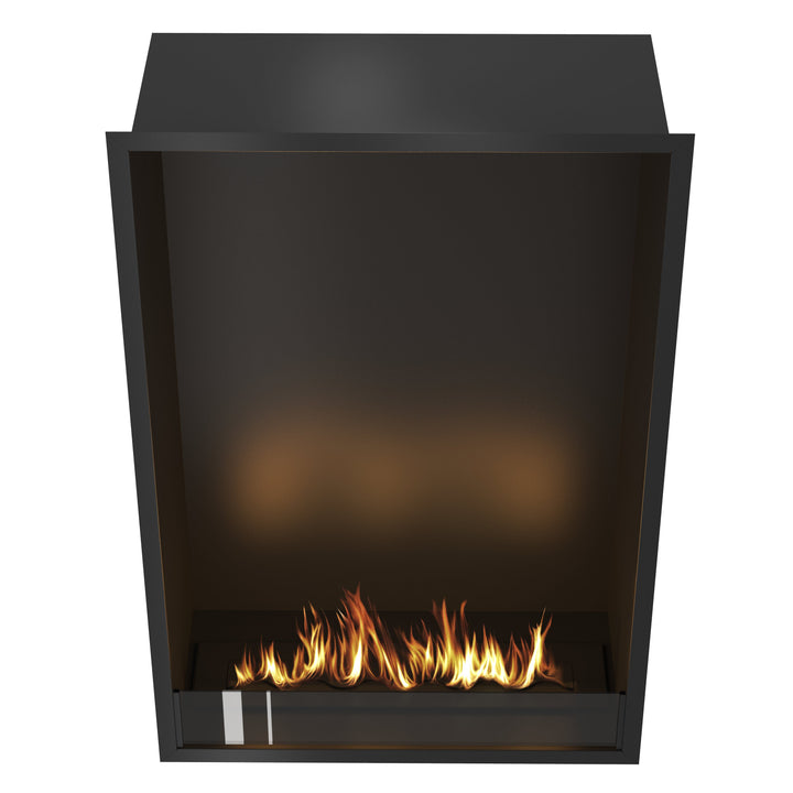 Bioethanol Einbau Kamin Einbaukamin Ofen SELECTED XXL Vertikal 80x120x35cm mit Glas von Wild Flame Frontale Ansicht