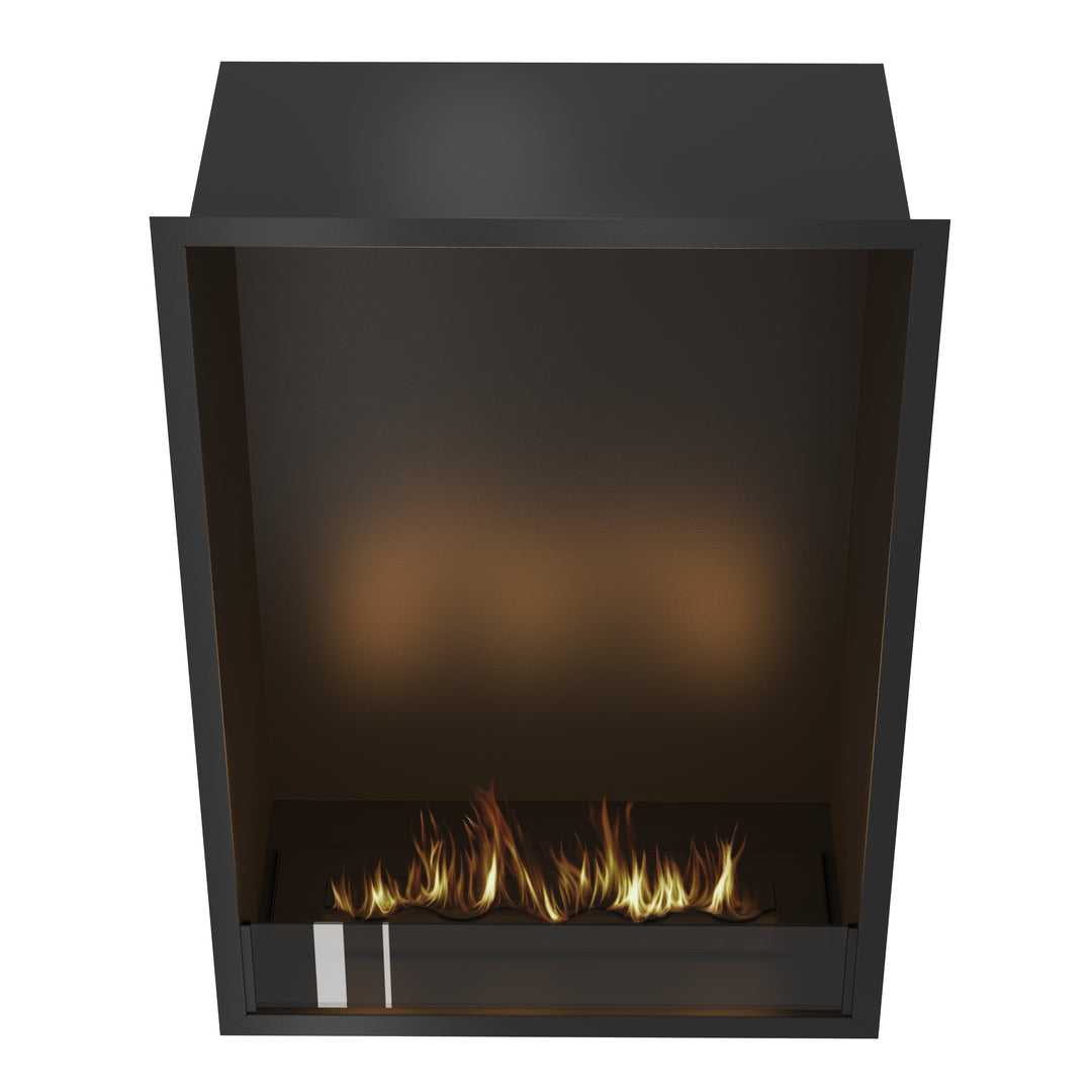 Bioethanol Einbau Kamin Einbaukamin Ofen Vertikal SELECTED XL 70x100x35cm mit Glas von Wild Flame Frontale Ansicht