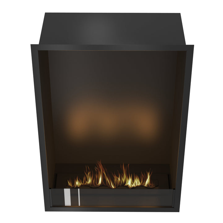 Bioethanol Einbau Kamin Einbaukamin Ofen Vertikal SELECTED XL 70x100x35cm mit Glas von Wild Flame Frontale Ansicht