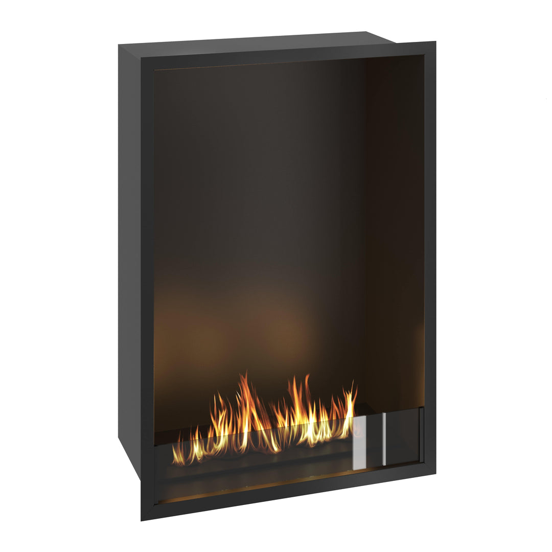 Bioethanol Einbau Kamin Einbaukamin Ofen Vertikal SELECTED XL 70x100x35cm mit Glas von Wild Flame Seitliche Ansicht